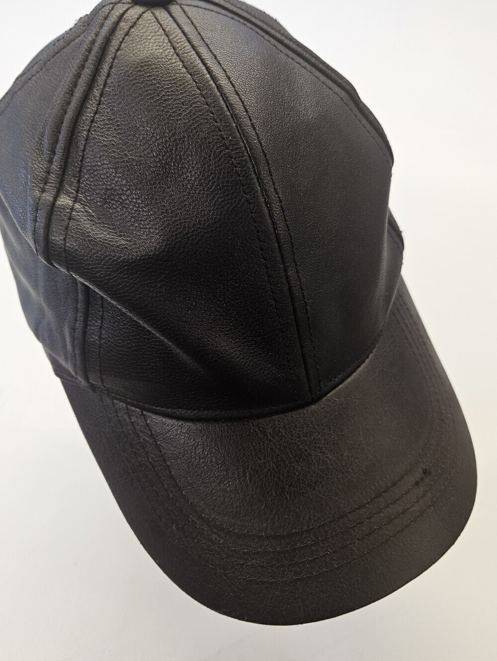 Genuine Leather Hat Cap Brown Adjustable Casual Monochromatic Mens Adult